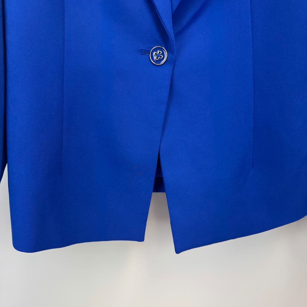 Nanette Lepore Womens Royal Blue Single Button Stretch Blazer Jacket Size 14 - Picture 5 of 12